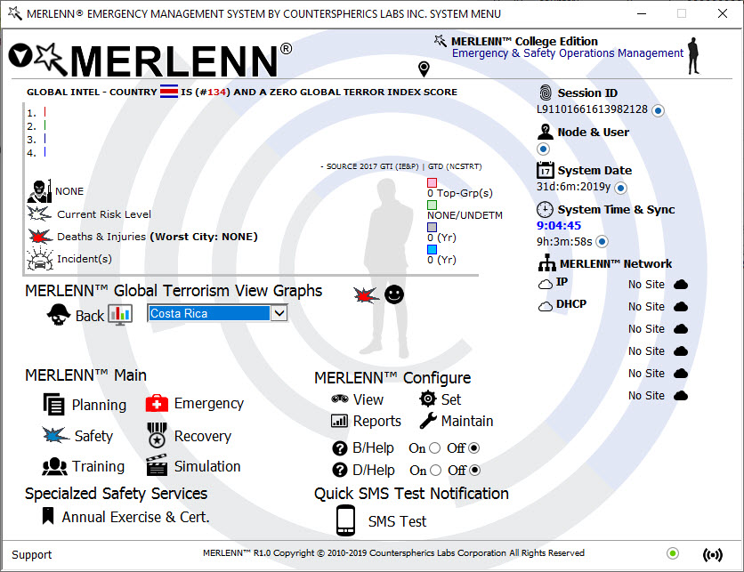 Counterspherics' MERLENN Safety Management, Resource Management, Logistics Management, Event Alerting, Tracking, Reporting, Compliance (OSHA)