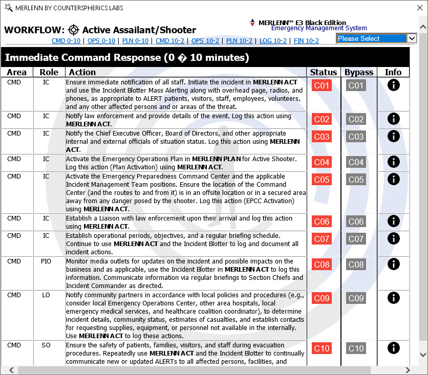 Counterspherics' MERLENN Safety Management, Resource Management, Logistics Management, Event Alerting, Tracking, Reporting, Compliance (OSHA)