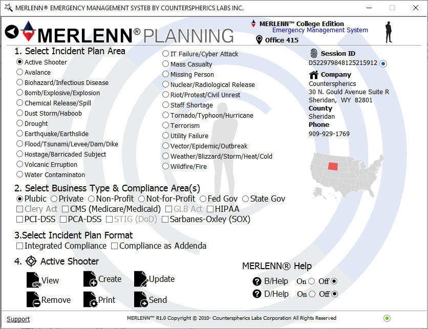 Counterspherics' MERLENN Safety Management, Resource Management, Logistics Management, Event Alerting, Tracking, Reporting, Compliance (OSHA)