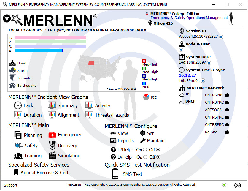 Counterspherics' Emergency Contingency Operations, Resource Management, Logistics Management,  Alerting, Tracking, Reporting, Compliance (FEMA, CMS Emergency, NIST, CLERY, HIPAA)