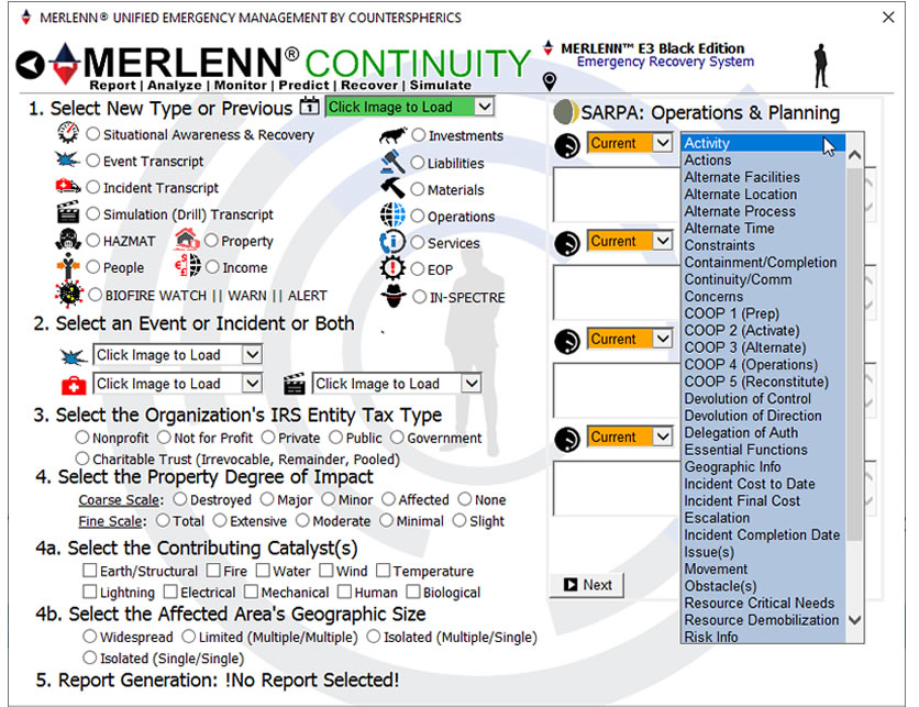 Counterspherics' MERLENN Safety Management, Resource Management, Logistics Management, Event Alerting, Tracking, Reporting, Compliance (OSHA)