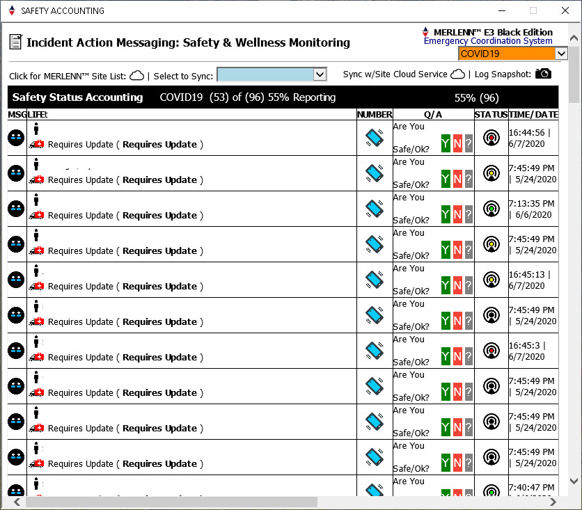 Counterspherics' MERLENN Safety Management, Resource Management, Logistics Management, Event Alerting, Tracking, Reporting, Compliance (OSHA)