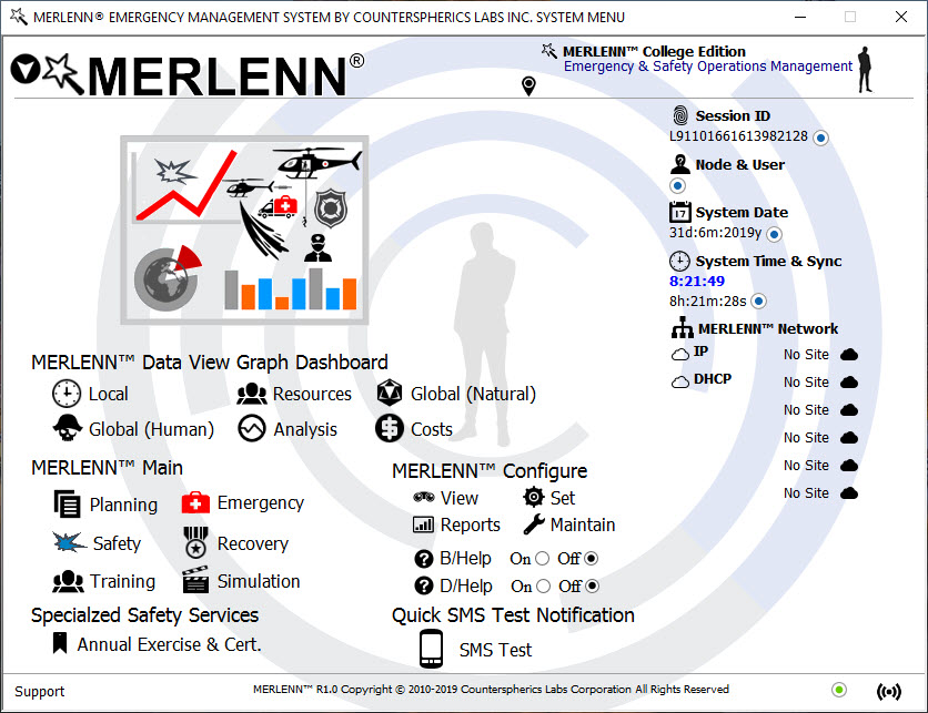 Counterspherics' MERLENN Safety Management, Resource Management, Logistics Management, Event Alerting, Tracking, Reporting, Compliance (OSHA)